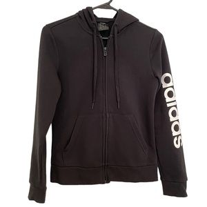 Adidas Linear Black Essential Full- Zip Hoodie Size XS - like new